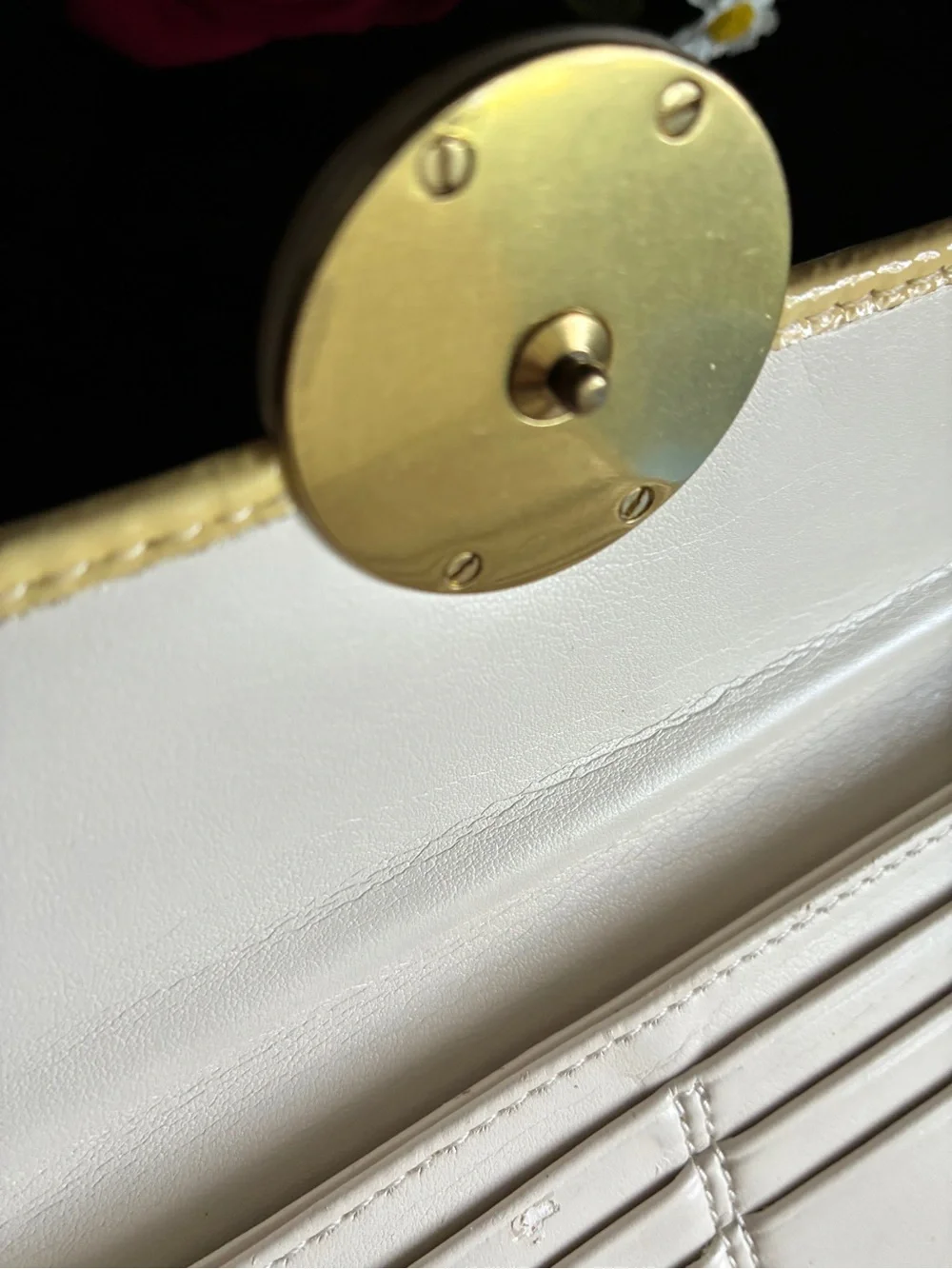 Coach Beige and Cream Signature Continental Wallet with Gold Accent